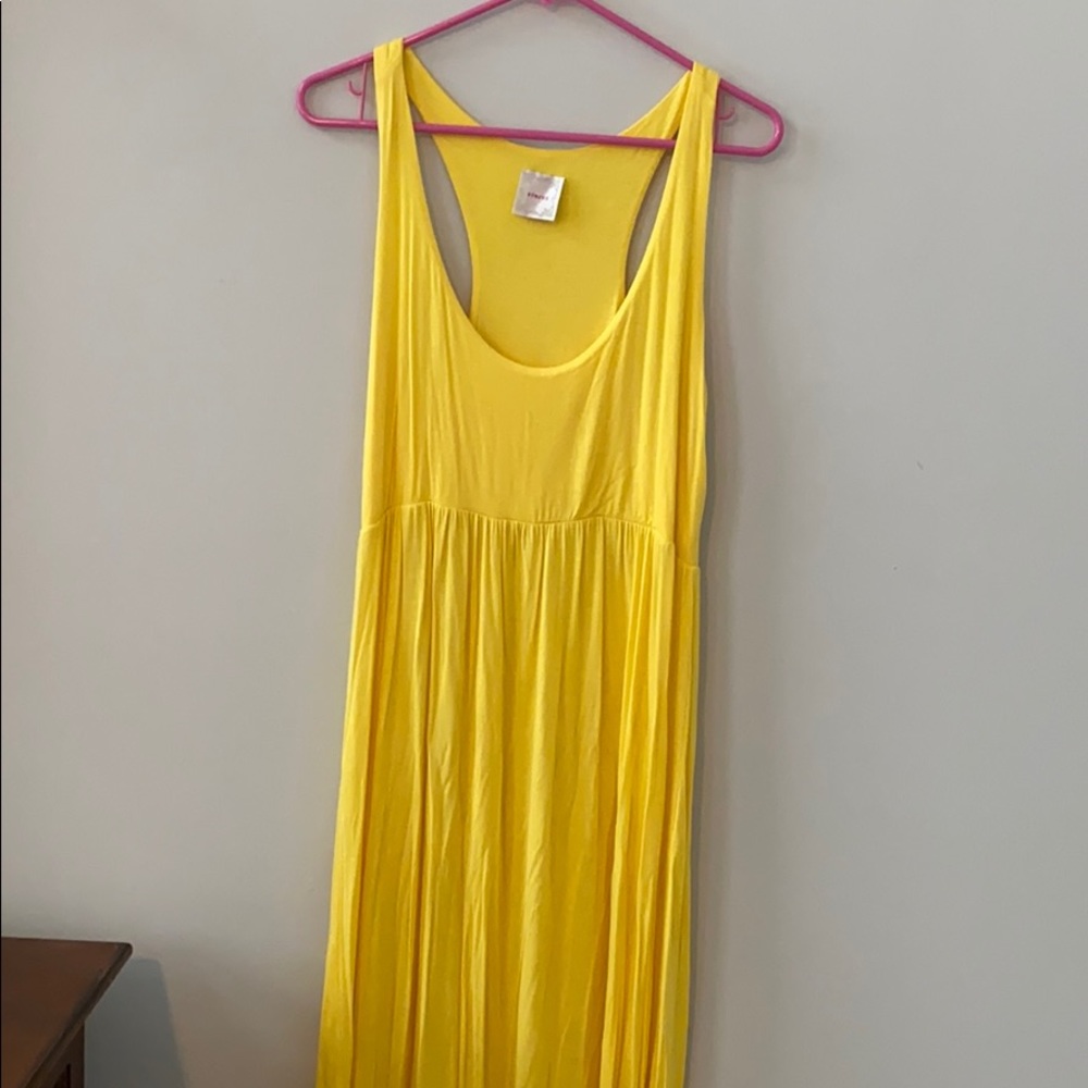 NYMPHE Yellow Stretchy Racerback Maxi Dress Size Large - Picture 4 of 8